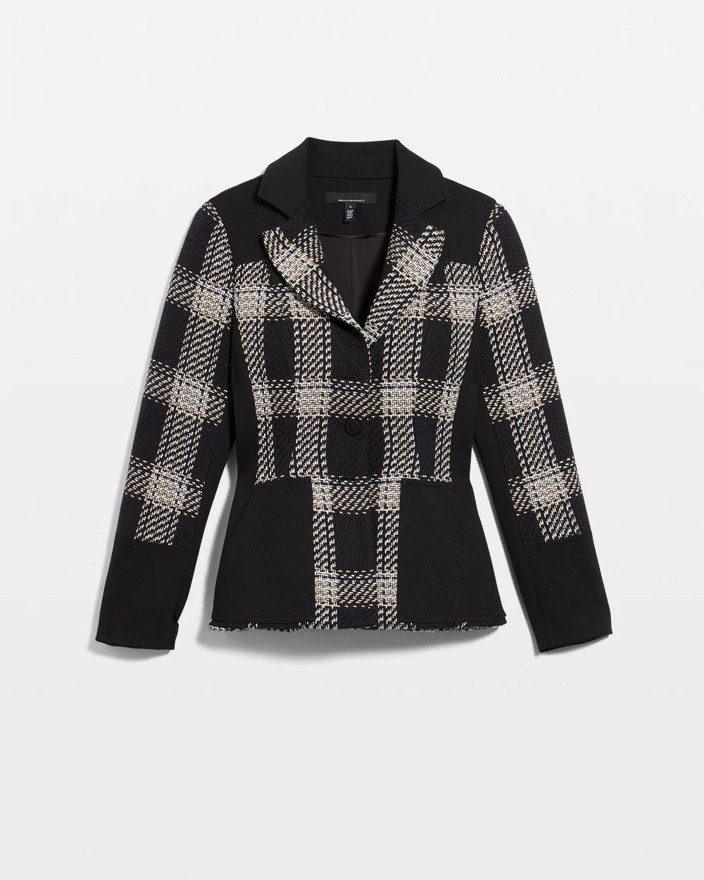 Plaid blazer black and white clearance